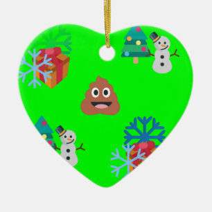 Ornement Cœur En Céramique emoji poop de noël