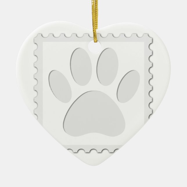 Ornement Cœur En Céramique Empreinte de patte de chien coupé (Devant)