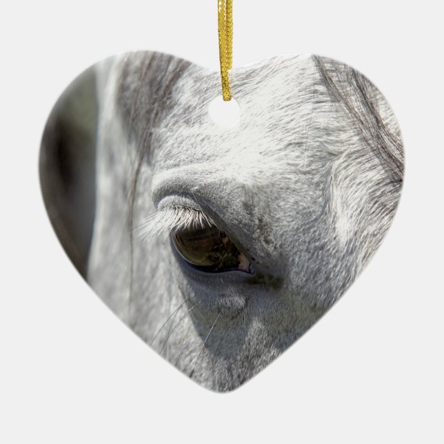 Ornement Cœur En Céramique Étalon quart gris de cheval (Devant)