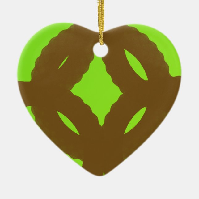 Ornement Cœur En Céramique éternité verte art abstrait (Devant)