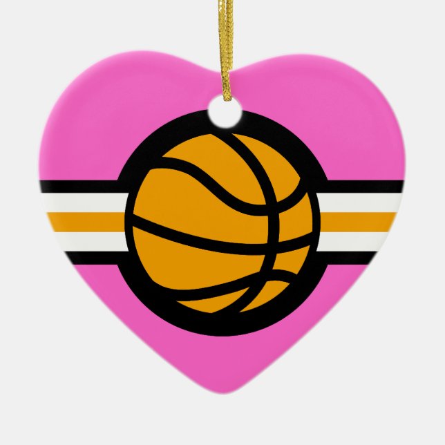 Ornement Cœur En Céramique étoile de basket (Devant)