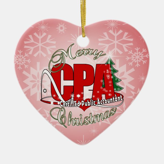 Ornement Cœur En Céramique Expert-comptable de CPA de NOËL (Devant)