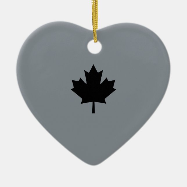 Ornement Cœur En Céramique Feuille d'érable noire canadienne (Devant)