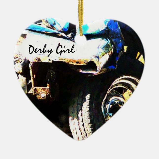 Ornement Cœur En Céramique Fille de Derby - accident de voiture (Devant)