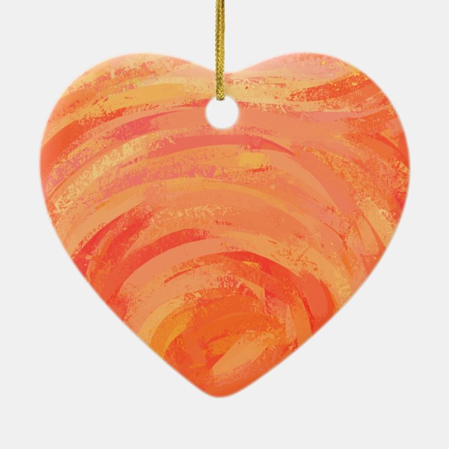 Ornement Cœur En Céramique Fire Lake Orange Swirl (Dos)