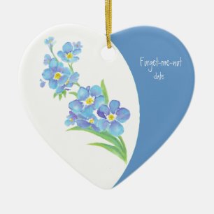 Ornement Cœur En Céramique Fleur d'aquarelle personnalisée avec date Oubliez-