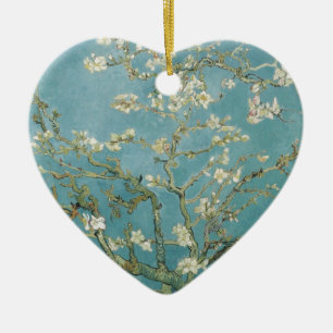 Ornement Cœur En Céramique Fleurs Gogh Branches Fleurs d'amandier Nature