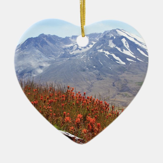 Ornement Cœur En Céramique Fleurs sauvages du Mont Saint Helens (Devant)