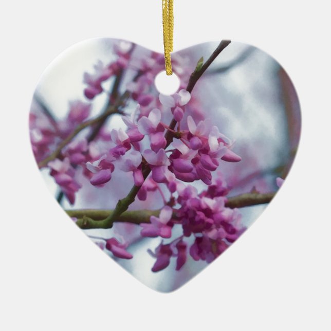 Ornement Cœur En Céramique Fleurs sauvages orientaux de Redbud - canadensis (Devant)