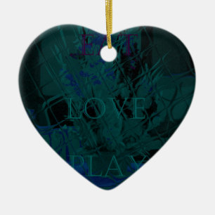 Ornement Cœur En Céramique French Blue Love Mange Jouer Couleurs de fleurs po