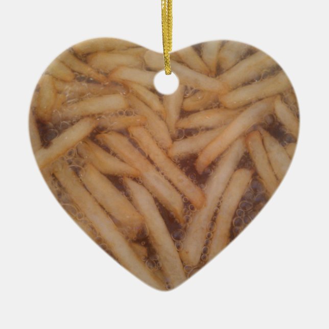 Ornement Cœur En Céramique Fries françaises délicieuses (Devant)