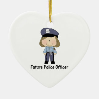 Ornement Cœur En Céramique futur policier (fille)