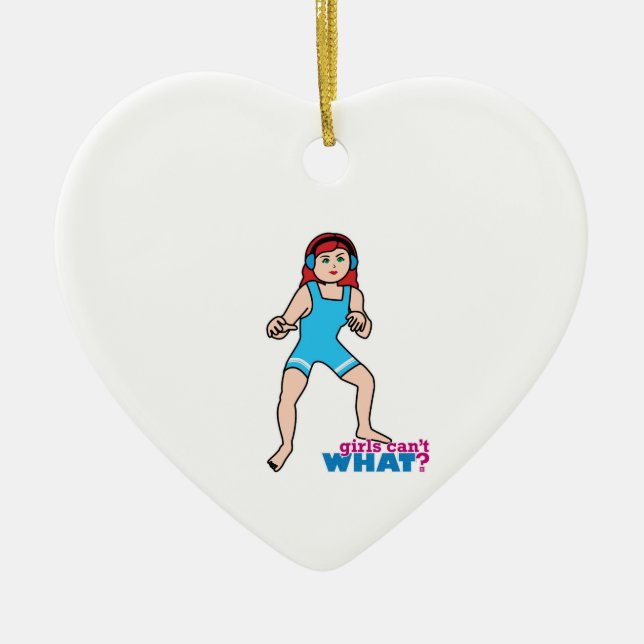 Ornement Cœur En Céramique Girl Wrestler (Devant)