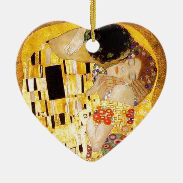 Ornement Cœur En Céramique Gustav Klimt La Peinture Classique Du Kiss (Devant)