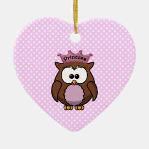 Ornement Cœur En Céramique Hibou de princesse