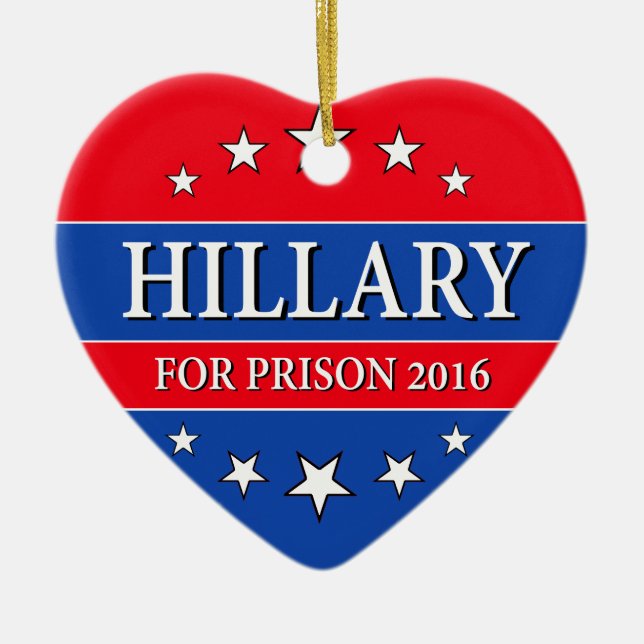 ORNEMENT CŒUR EN CÉRAMIQUE "HILLARY POUR LA PRISON 2016 " (Devant)