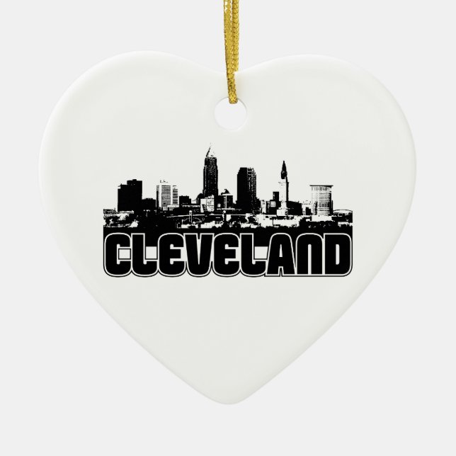 Ornement Cœur En Céramique Horizon de Cleveland (Devant)