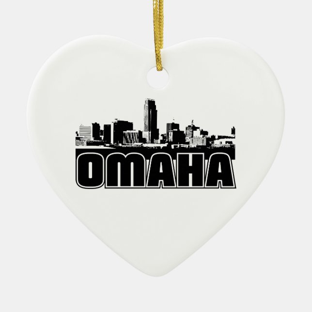 Ornement Cœur En Céramique Horizon d'Omaha (Devant)