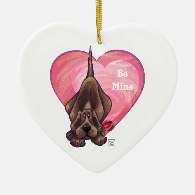 Ornement Cœur En Céramique Hound Dog Valentine's Day (Devant)