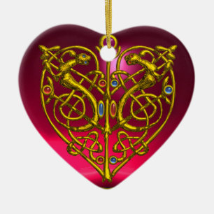 Ornement Cœur En Céramique HYPER VALENTINE HEART Ruby rouge et Blue Aquamarin