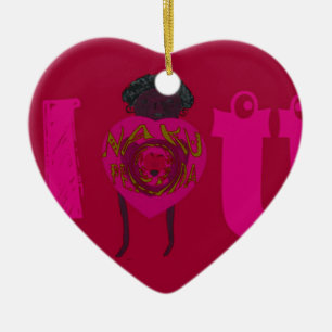Ornement Cœur En Céramique I Heart You Nakupenda Sana Heureuse Sainte-Valenti