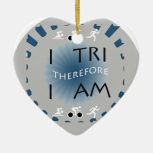 Ornement Cœur En Céramique I tri par conséquent je suis triathlon