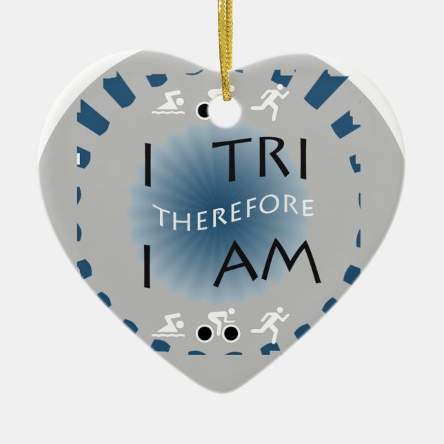Ornement Cœur En Céramique I tri par conséquent je suis triathlon (Devant)