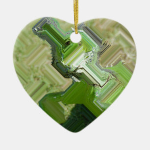 Ornement Cœur En Céramique Iguana verte