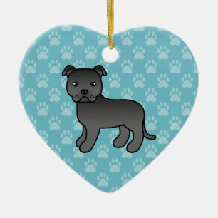 Ornement Cœur En Céramique Illustration de chien Staffordshire Bull Terrier n