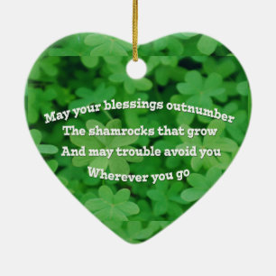 Ornement Cœur En Céramique Irish Blessing