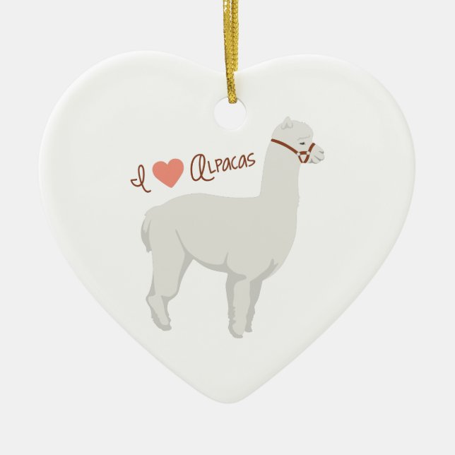 Ornement Cœur En Céramique J'aime des alpaga (Devant)