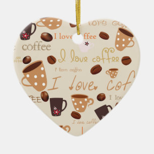 Ornement Cœur En Céramique j'aime le café !