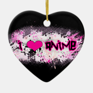 Ornement Cœur En Céramique J'aime l'ornement d'Anime