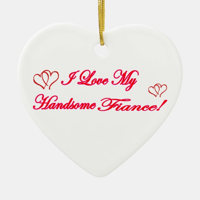 Ornement Cœur En Céramique J'aime mon fiancé (Devant)