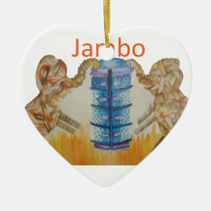 Ornement Cœur En Céramique Jambo Jumbo African Kids Elephants Art Imprimer