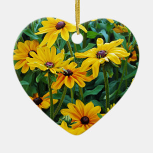 Ornement Cœur En Céramique Jardin de fleurs de susan aux yeux noirs