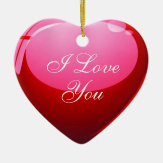 Ornement Cœur En Céramique Je t'aime coeur rouge