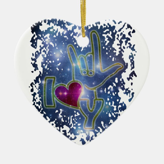 Ornement Cœur En Céramique JE T'AIME/langue des signes (Devant)