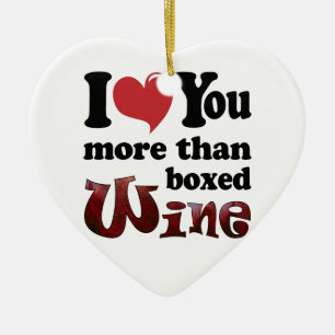 Ornement Cœur En Céramique Je T'Aime Plus Que Du Vin En Boite