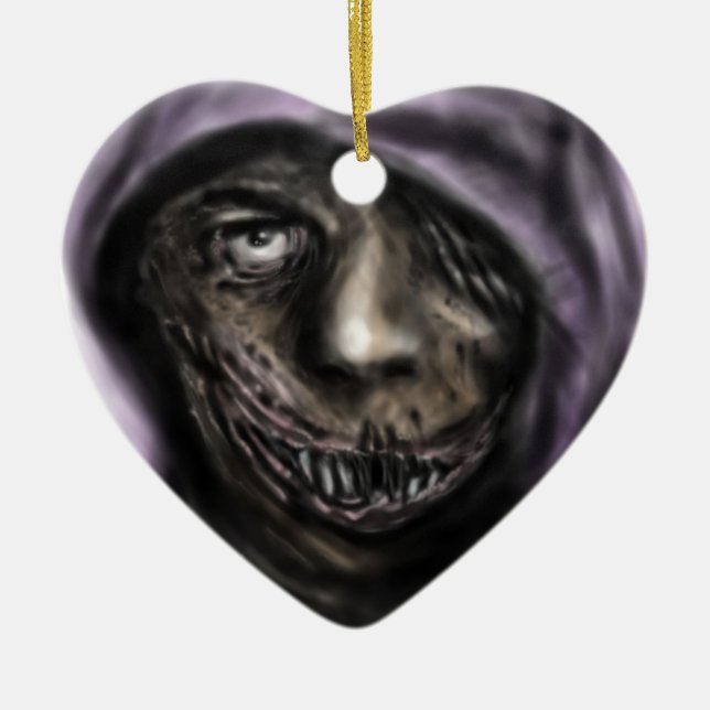 Ornement Cœur En Céramique Joker foncé (Devant)