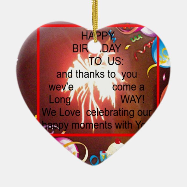 Ornement Cœur En Céramique Joyeux anniversaire à nous Art Imprimer (Devant)