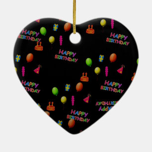 Ornement Cœur En Céramique Joyeux anniversaire, Decor Balloons