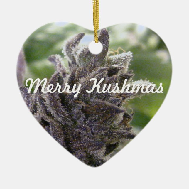 Ornement Cœur En Céramique Joyeux Kushmas (Devant)