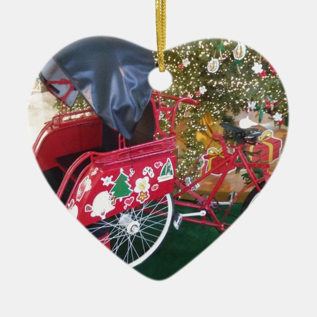 Ornement Cœur En Céramique Joyeux Noël de Bali Indonésie (Devant)