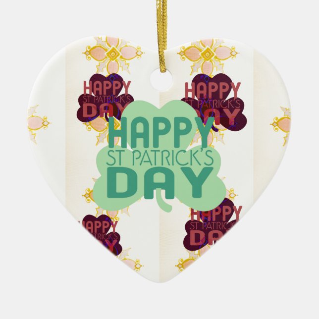 Ornement Cœur En Céramique Joyeux Saint Patrick's Day Lovely Art Print (Devant)