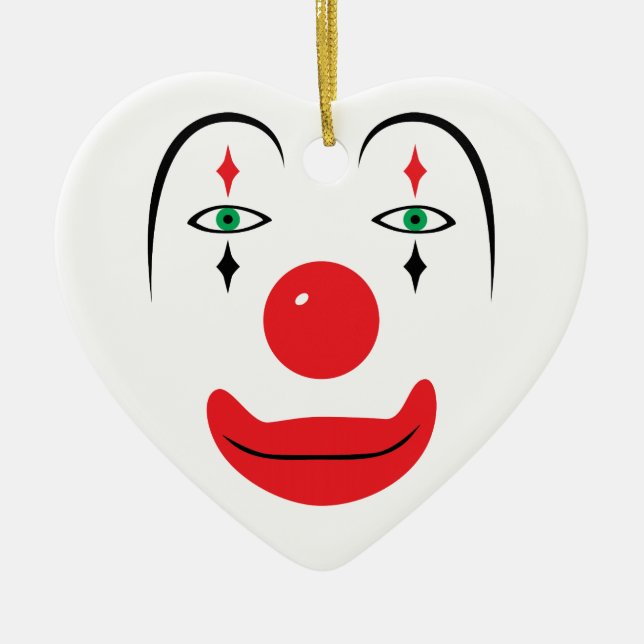 Ornement Cœur En Céramique Joyeux visage de clown (Devant)