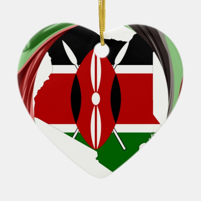 Ornement Cœur En Céramique Kenya Célébration drapeau coloré Carte vectorielle (Devant)