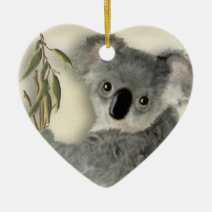 Ornement Cœur En Céramique Koala mignon personnalisé