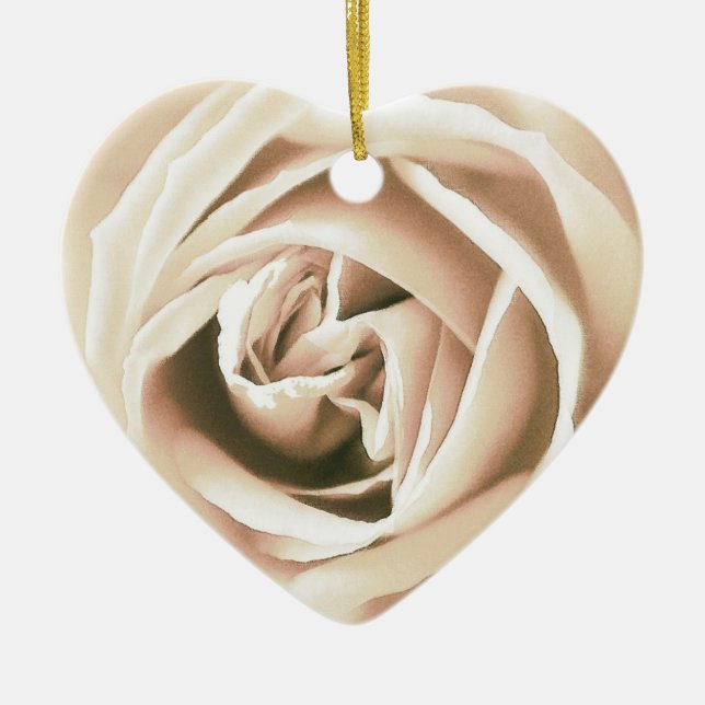 Ornement Cœur En Céramique La Rose blanche (Devant)