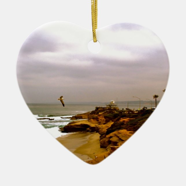 Ornement Cœur En Céramique La vie de La Jolla (Devant)
